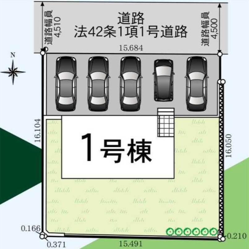 横浜市栄区庄戸3丁目 新築戸建て【仲介手数料無料】カースペース5台の区画図