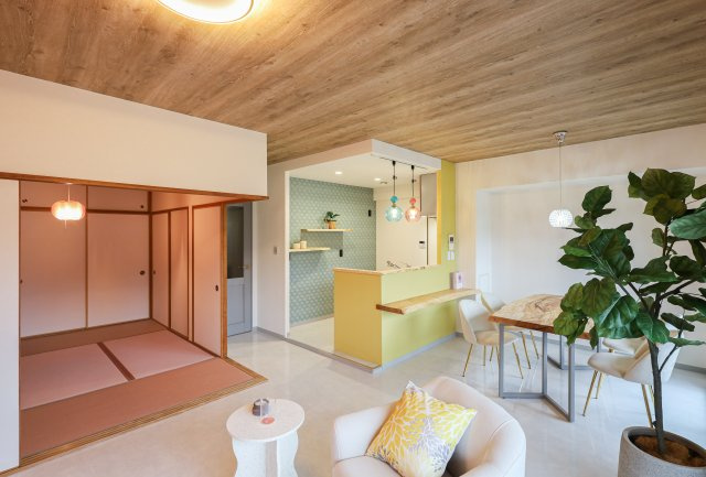 メゾンドール瀬田・公園都市Ⅰ番館4階　天然木フルリノベーションの居間・リビング|工事中の物件です。