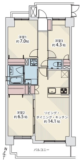 ファミール荻窪の間取り|ファミール荻窪：南向きにつき陽当り良好！全居室収納・窓が付いた３ＬＤＫリノベーション物件は住宅ローン減税利用可能です！令和８年７月３日完成予定となっております！