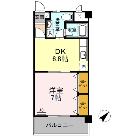 【間取り】 | シェレナGARDEN | 1DKのお部屋です