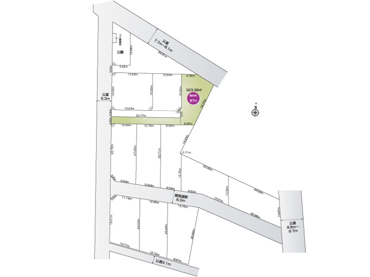 上岩瀬（全12区画）4号棟 :敷地面積323.38㎡（97.82坪）