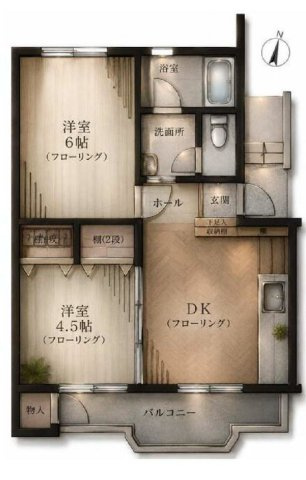 【間取り】 | 京王淵野辺マンション | 2DKは、ダイニングキッチンと二つの居室がある間取りです。夫婦やカップル、小さなお子さんのいるご家庭などにに向いています。食事スペースとくつろぎの場を分けられ、それぞれの個室も確保できるのが魅力です。
