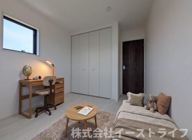 【新築戸建】　いわき市平沼ノ内第7　長期優良住宅　全1棟の子供部屋|子供部屋に家具を配置したイメージ画像です。※本画像はCGで作成しており、実際に現地に 家具は置かれておりません。また、価格に 家具は含まれておりません。
