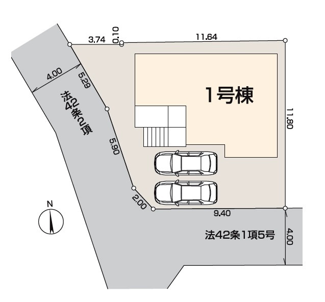 所沢市山口・全1棟　新築一戸建　～LDK16帖～の区画図|南西角地・土地面積145.82平米（約44.11坪）