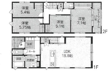 西区井口4丁目　№37217の間取り|４ＬＤＫ＋サンルーム