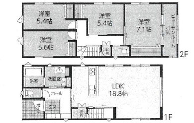西区井口4丁目　№37216の間取り|４ＬＤＫ＋サンルーム