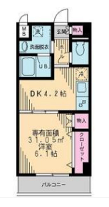 池上1DKマンションの間取り|間取り