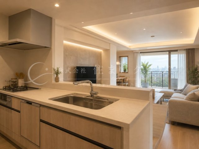 京王大和マンションのキッチン|～Kitchen～
冷蔵庫や各種家電までの距離使いやすさにもこだわり。　LIXIL製システムキッチン仕様

画像はリノベーション後の参考イメージです。間取りや仕様により仕上がりは異なります。