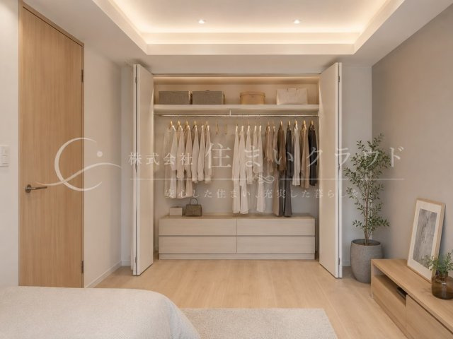 京王大和マンションのその他|～Closet～
クローゼットを整えることで、衣類や日用品をすっきり収納できる空間に。
画像はリノベーション後の参考イメージです。間取りや仕様により仕上がりは異なります。