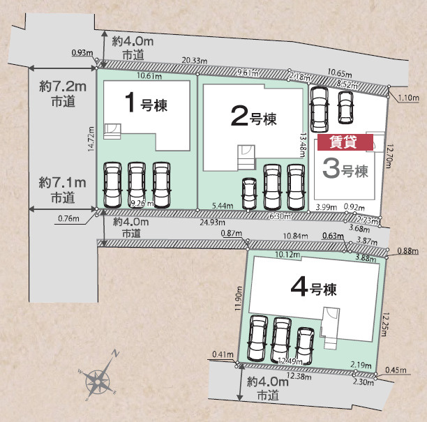 新築戸建　高崎市下小鳥町01期の区画図