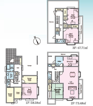 藤沢市大鋸１丁目　中古戸建の間取り
