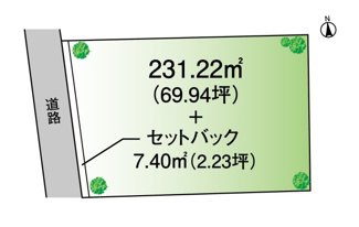【土地図】 | グランファミーロ高砂　土地　巌根駅 | 建物の配置を考えやすい整形地。
道路から平坦なため外構費用を抑えられます。