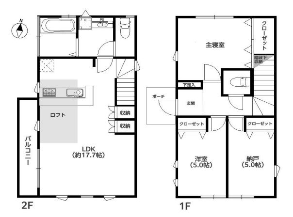 【間取り】 | 西東京市栄町１丁目　中古戸建て | 1階にプライベート空間、2階にLDKを設けた住まい