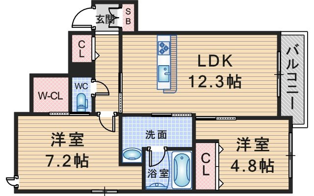 シャーメゾン豊中の間取り