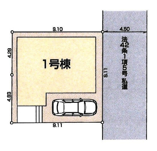 所沢市松郷・全1棟　新築一戸建　～LDK18.6帖～の区画図|整形地・土地面積82.99平米（約25.1坪）