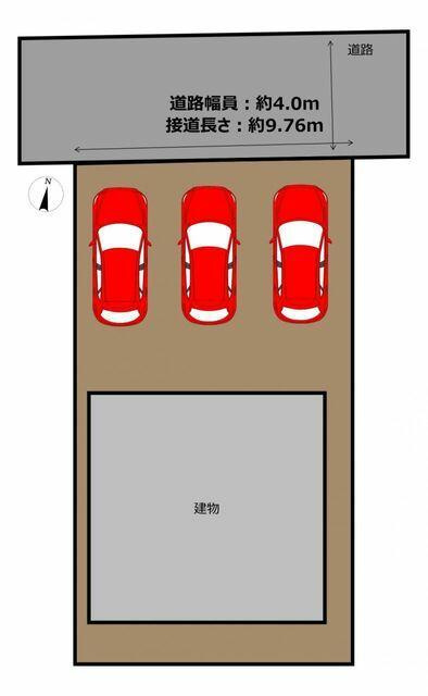 豊川市伊奈町南山新田の中古一戸建の区画図|並列3台駐車可能