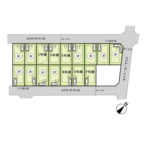 練馬区大泉町１丁目全１６棟新築戸建　長期優良認定住宅の区画図