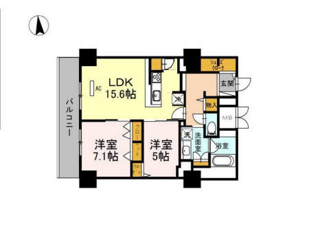 吹田市広芝町の賃貸マンションの間取り