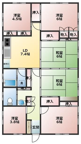 都城市千町の中古一戸建の間取り