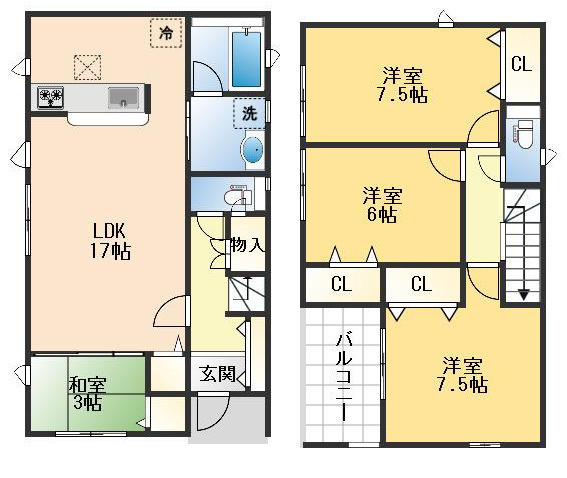 摂津市鳥飼和道2丁目　新築戸建の間取り