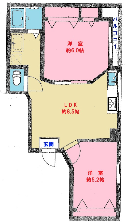 K2-COURT ASAKUSAの間取り