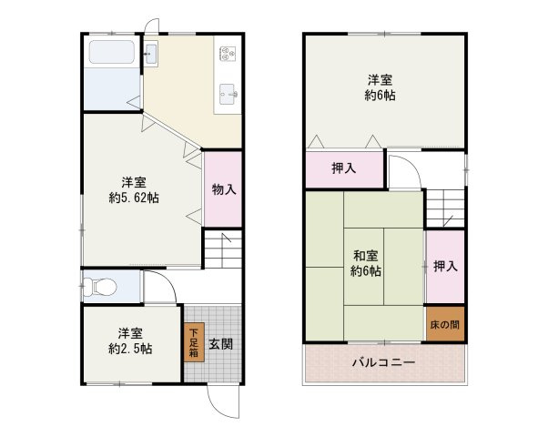 泉大津市二田町3丁目　中古戸建の間取り