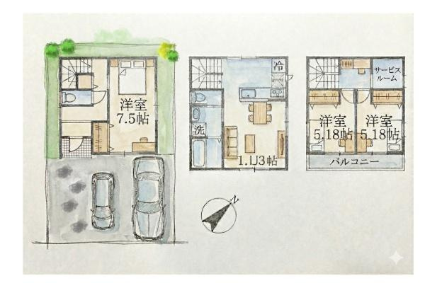 野洲市北野１丁目　売土地|建物モデルプラン（建物建築費用は別途かかります）