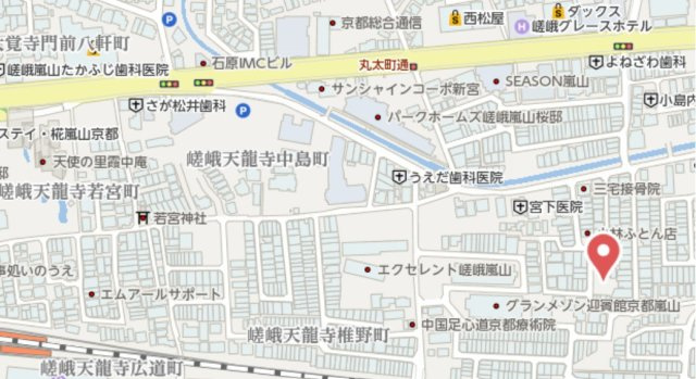 京都市右京区嵯峨天龍寺油掛町　新築戸建の地図