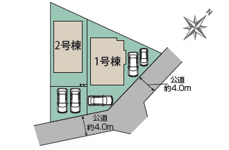 平塚市公所　新築戸建　全2棟1号棟の区画図
