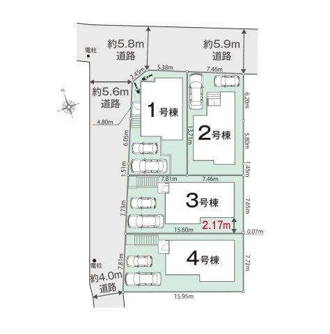 福岡市南区若久6丁目第2-4棟（3号棟）の区画図|配置図（3号棟）