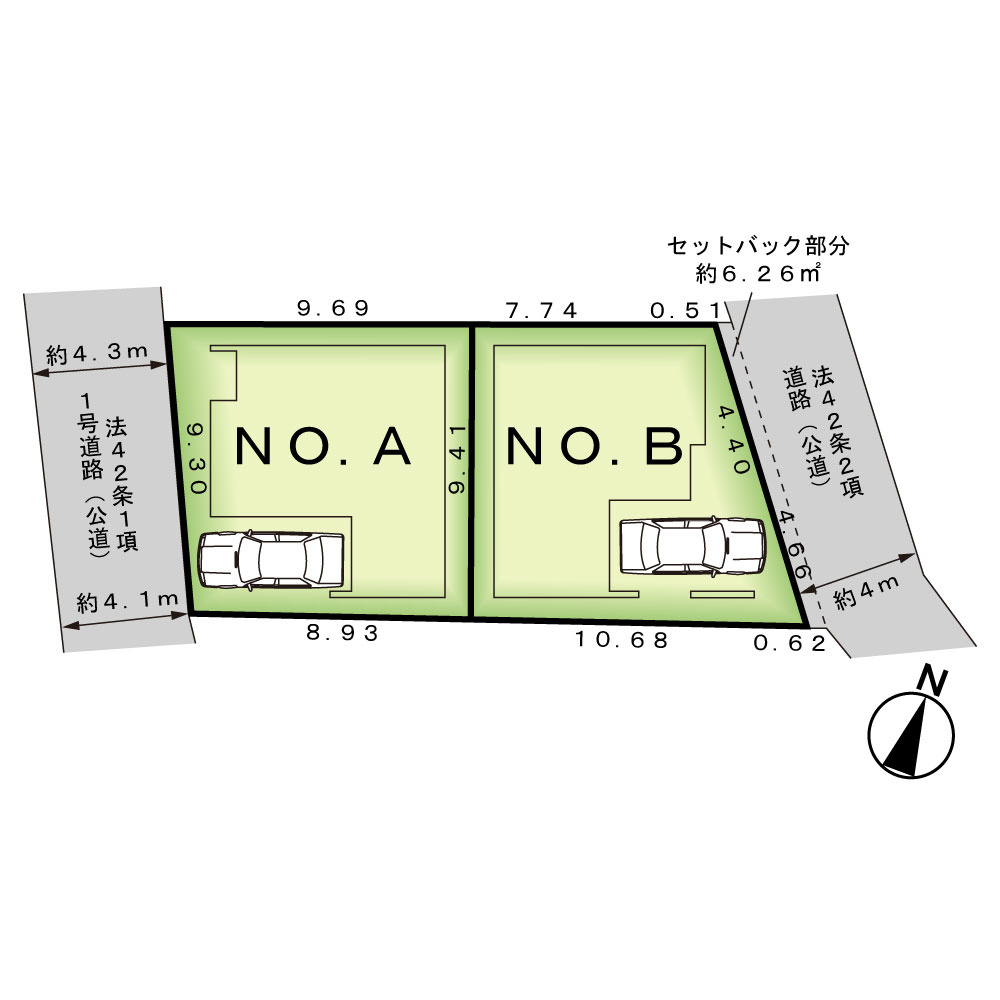 中野区野方６丁目全２棟新築戸建　低炭素住宅の区画図
