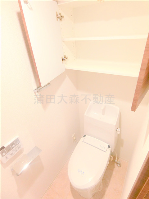 ラフィスタ蒲田南Ⅱのトイレ|棚収納と温水洗浄便座付きのトイレ