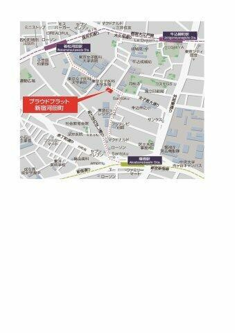 プラウドフラット新宿河田町の地図| 