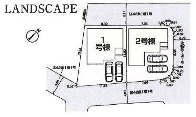 新築／ふじみ野市元福岡1丁目　全２棟の区画図|駐車スペースあり！（車種による）