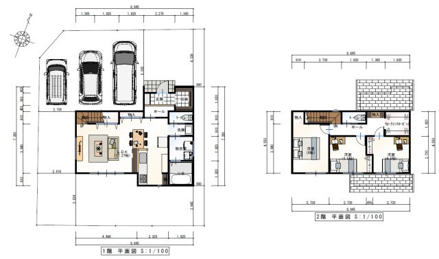 十津　建築条件付き　売土地　の土地図＋建物プラン例|プラン例　建物価格　2,270.3050万円　建物面積　88.02㎡（約26.61坪）