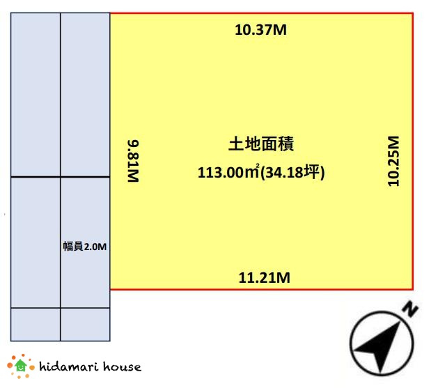桶川市西2丁目　売地の区画図