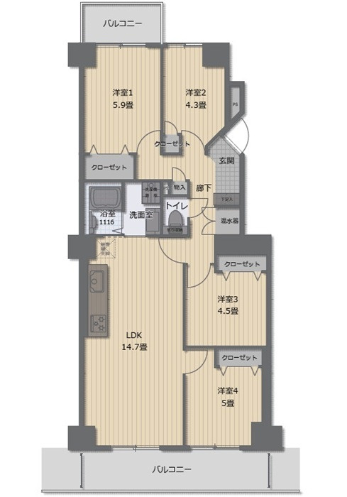 バルミーパーク横川の間取り