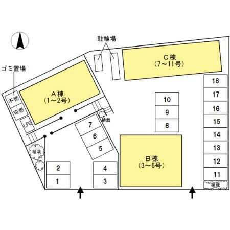 セジュールKAZ　A棟の区画図