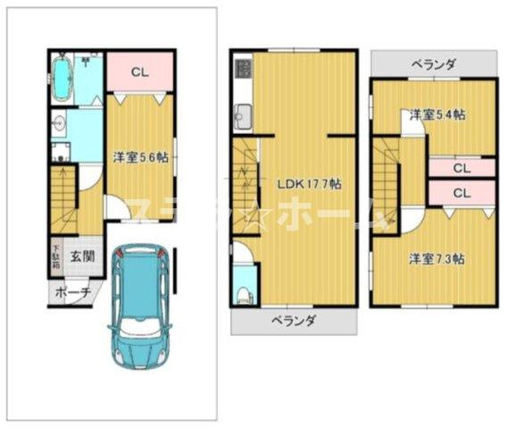 服部南町5 中古戸建の間取り|全室収納付き3LDKにお物件です