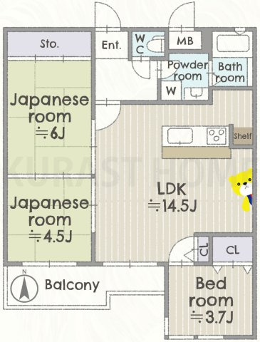ルシエルJR向日町　3階の間取り