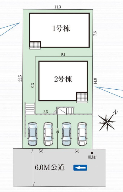 【同施工物件ご案内可能】愛知郡東郷町御岳一丁目　全2棟の区画図|全体区画数｜全2棟
◆駐車並列2台可能！(但し、車種による)
◆前面道路幅員約6mの車通り少ない閑静な住宅街です。
◎まずは、お気軽にお問い合わせください。現地を案内しながら周辺環境も見て頂けます。　