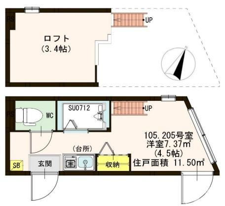 豊島区池袋２丁目のアパートの間取り