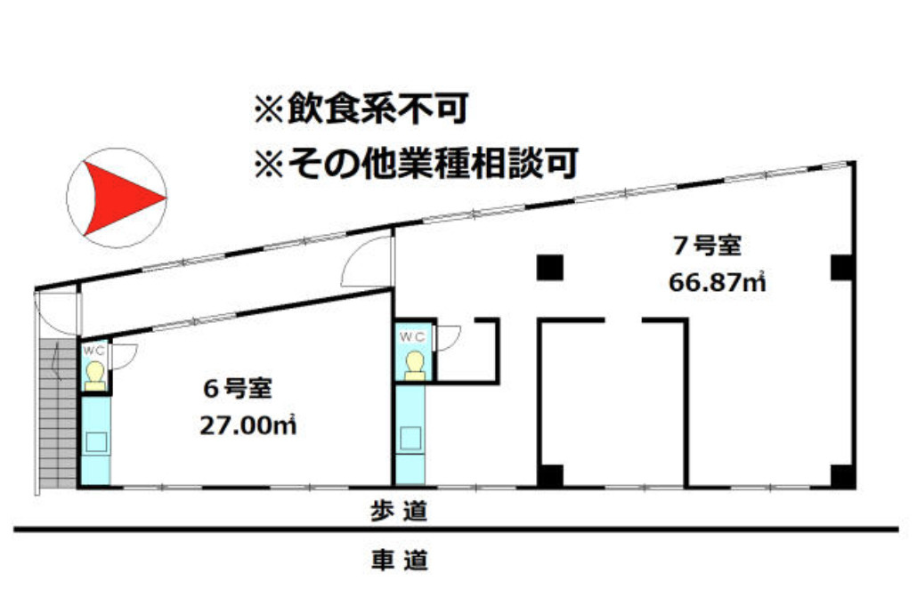 大津市蓮池町の事務所の間取り