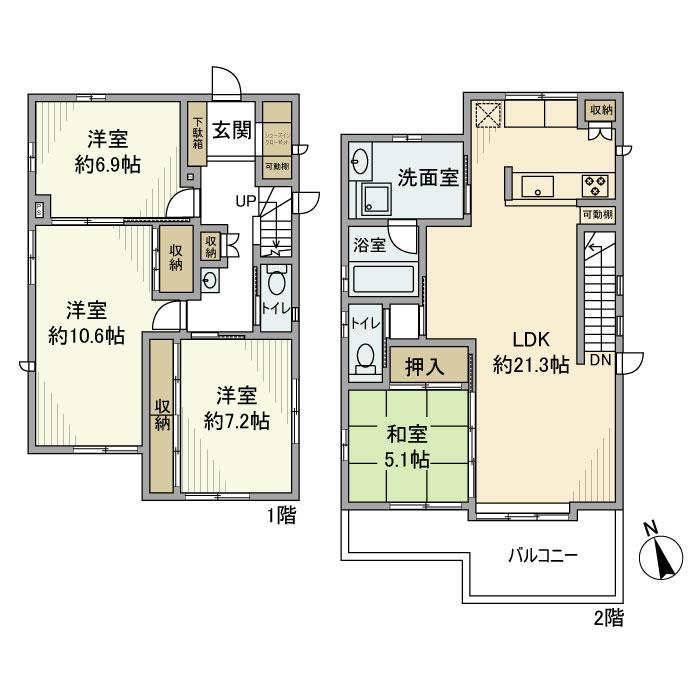 花咲戸建の間取り