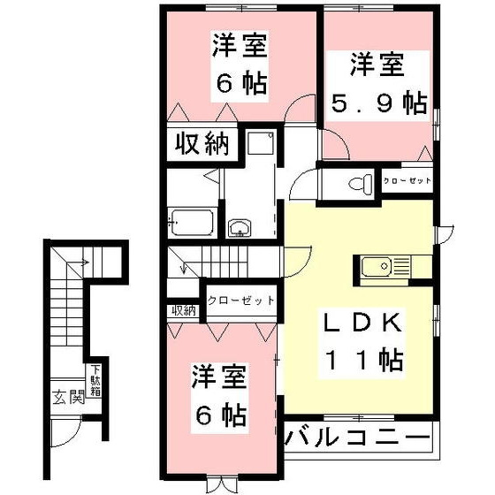パークプレイスＤｅｕｘの間取り