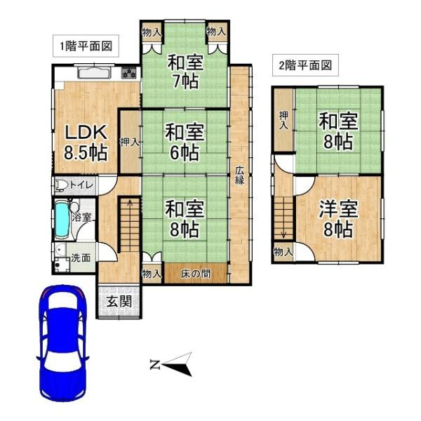 磯城郡田原本町大字秦庄の中古一戸建の間取り