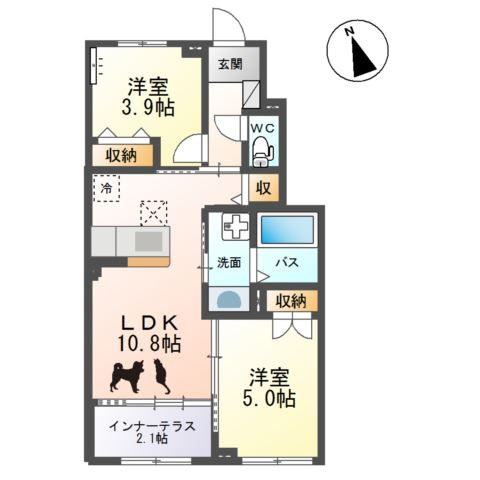 レイクヒルＡ棟（Ｌａｋｅ Ｈｉｌｌ Ａ）の間取り