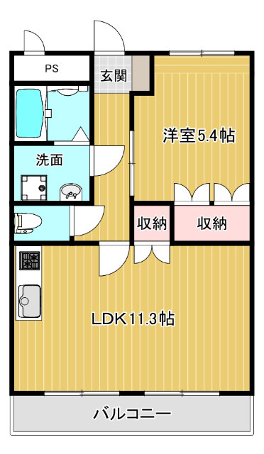 筑後市大字長浜のアパートの間取り