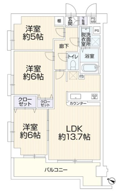 センチュリーめじろ台の間取り|～南西向き3LDK　角住戸につき陽当たり・良い間取りです～