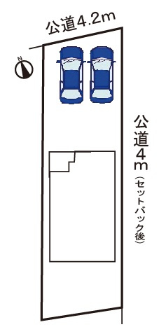 小牧市元町２丁目　新築戸建の区画図|駐車場並列２台可。